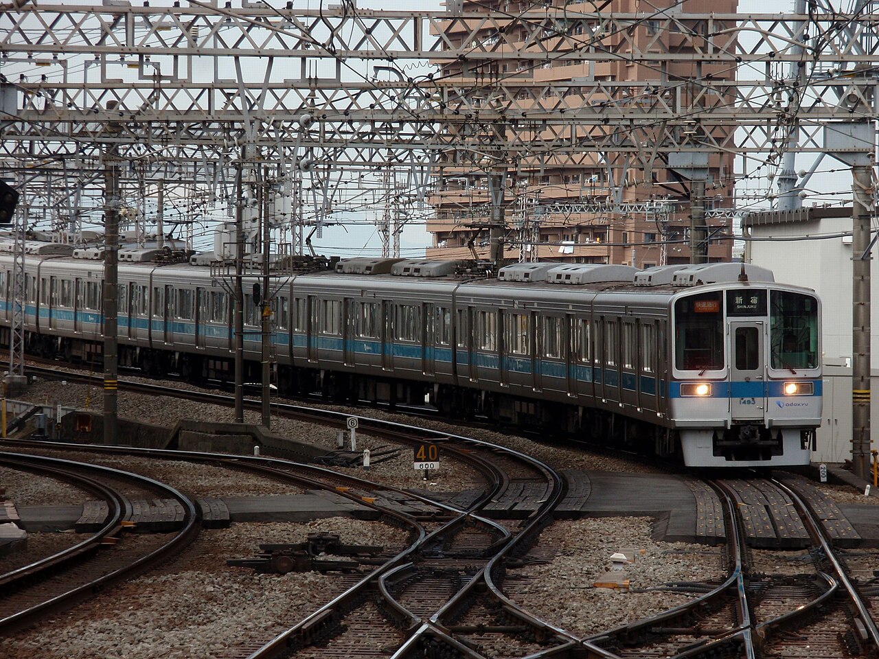 An Odakyu Rapid Express at Fujisawa Station, the hub of the Enoshima Line.