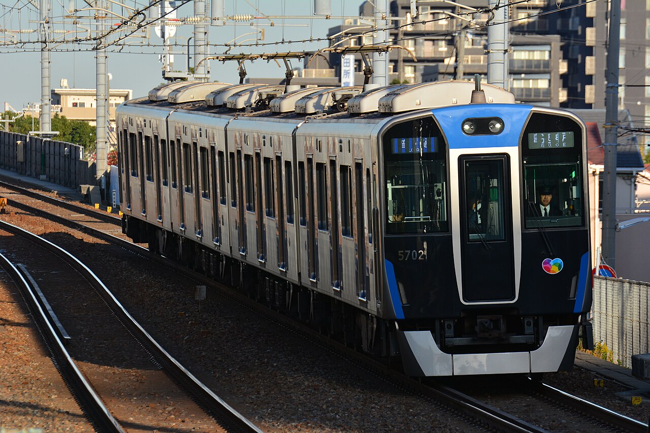 A Hanshin 5700 series ‘Jet Silver’ commuter train.