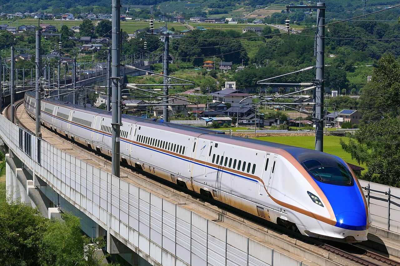 A W7 series Shinkansen, operated by JR West on the Hokuriku Shinkansen.